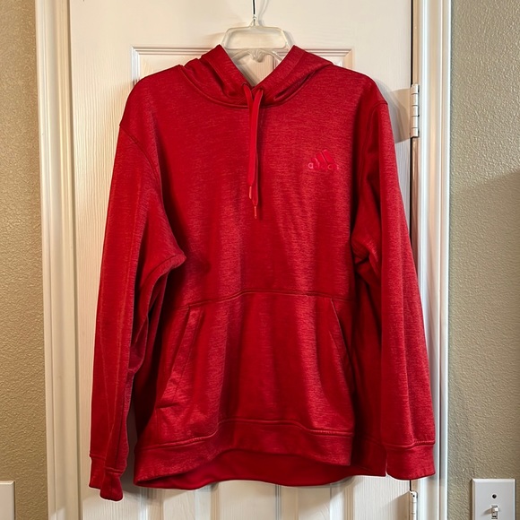 Adidas Climawarm Mens Pullover Hoodie Red Size XL - Picture 2 of 10